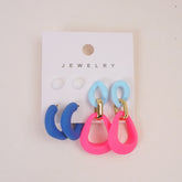 Woman's  Flower Design Earring 6pcs Set Pink